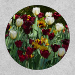 Maroon and Yellow Tulips Colorful Floral Patch