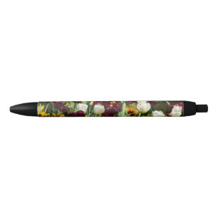 Maroon and Yellow Tulips Colorful Floral Pen