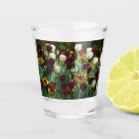Maroon and Yellow Tulips Colorful Floral Shot Glass