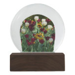 Maroon and Yellow Tulips Colorful Floral Snow Globe