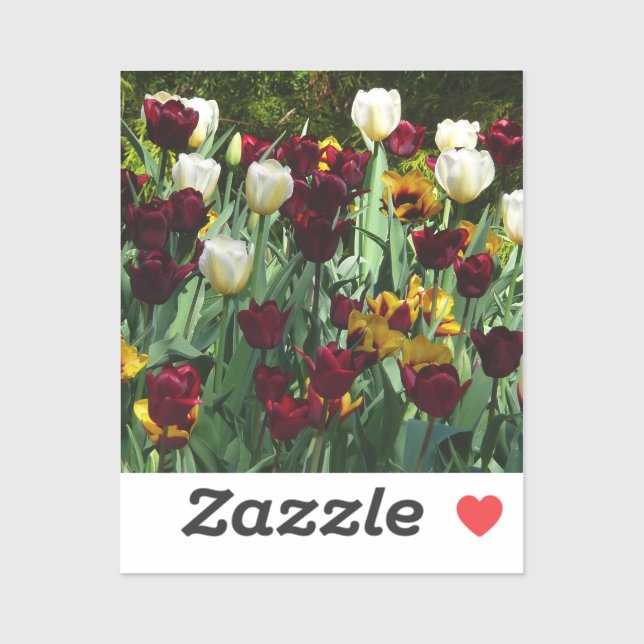 Maroon and Yellow Tulips Colorful Floral Sticker (Sheet)