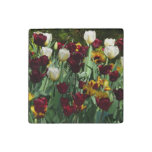 Maroon and Yellow Tulips Colorful Floral Stone Magnet