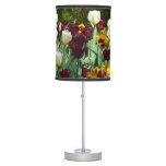 Maroon and Yellow Tulips Colorful Floral Table Lamp