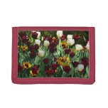 Maroon and Yellow Tulips Colorful Floral Trifold Wallet