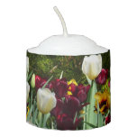 Maroon and Yellow Tulips Colorful Floral Votive Candle