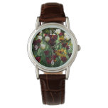 Maroon and Yellow Tulips Colorful Floral Watch