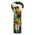 Maroon and Yellow Tulips Colorful Floral Wine Bag
