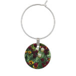 Maroon and Yellow Tulips Colorful Floral Wine Glass Charm