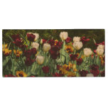 Maroon and Yellow Tulips Colorful Floral Wood Flash Drive