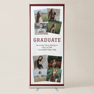 Maroon Angled Eight-Photo Graduation Retractable Banner