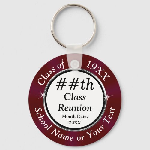 Maroon ANY YEAR Cheap Class Reunion gift ideas Keychain