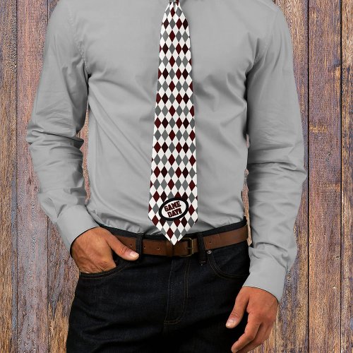 Maroon Argyle Pattern Game Day Neck Tie