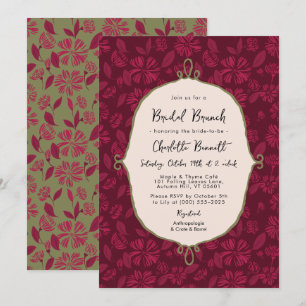 Maroon Autumn Floral Bridal Brunch Invitation