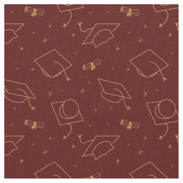 Maroon Background Graduation Cap Toss Fabric (Close Up)
