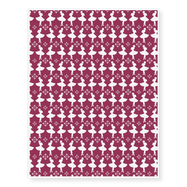 Maroon Ballarinas Temporary Tattoos (Front)