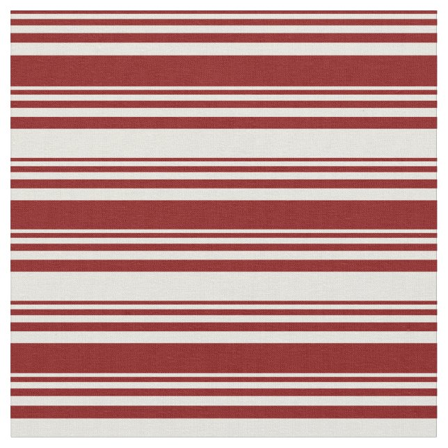 Maroon & Beige Lined/Striped Pattern Fabric (Close Up)