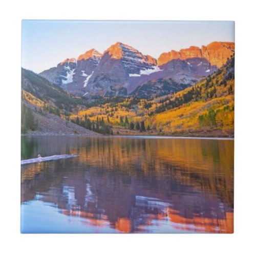 Maroon Bells Alpen Glow Ceramic Tile