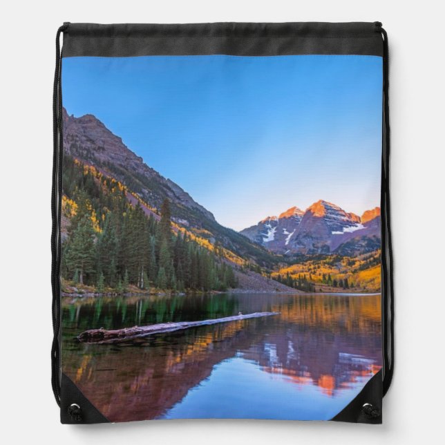 Maroon Bells Alpen Glow Drawstring Bag (Front)
