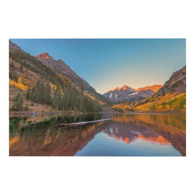 Maroon Bells Alpen Glow Wood Wall Decor (Front)