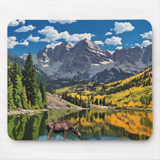 Maroon Bells and Moose  Mouse Pad (Front)