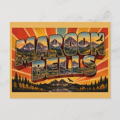 Maroon Bells Colorado Twin Peaks Lake Art Postcard