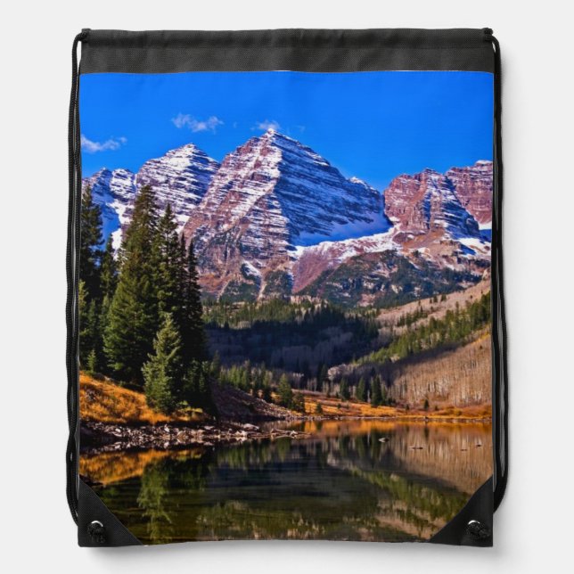 Maroon Bells Drawstring Bag (Front)