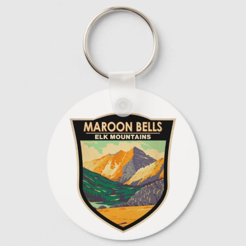 Maroon Bells Elk Mountains Colorado Vintage Keychain