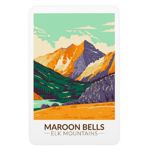 Maroon Bells Elk Mountains Colorado Vintage  Magnet