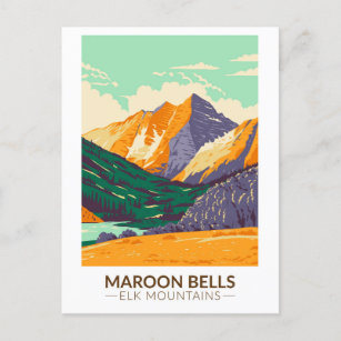 Maroon Bells Elk Mountains Colorado Vintage Postcard