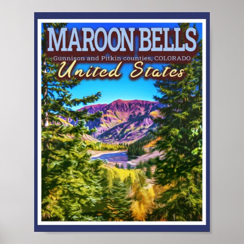 MAROON BELLS _ MAROON LAKE _ COLORADO US POSTER