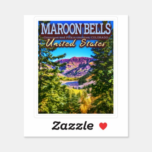 MAROON BELLS _ MAROON LAKE _ COLORADO US STICKER