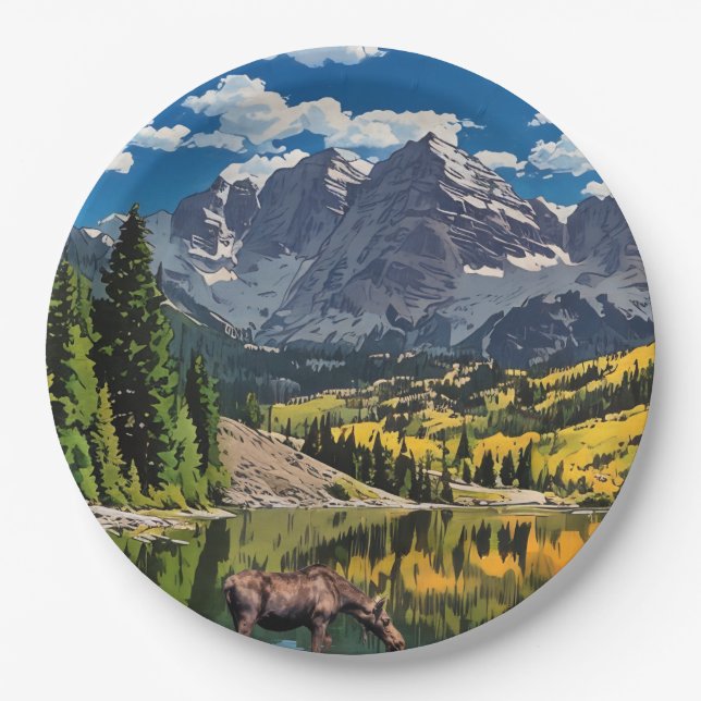 Maroon Bells Paper Napkin Plates (Front)
