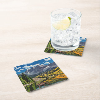 Maroon Bells Paper Napkin Square Paper Coaster