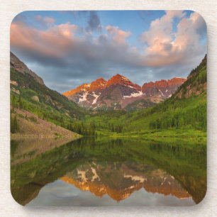 Maroon Bells Reflect Into Calm Maroon Lake 2 Drink Coaster