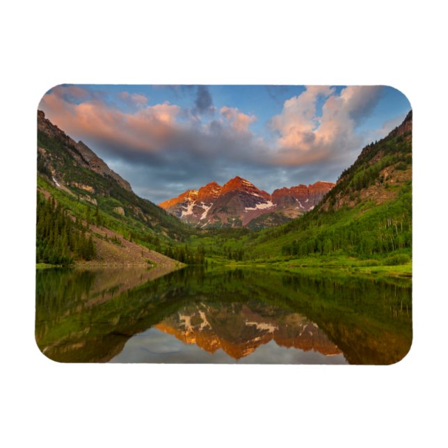 Maroon Bells Reflect Into Calm Maroon Lake 2 Magnet (Horizontal)