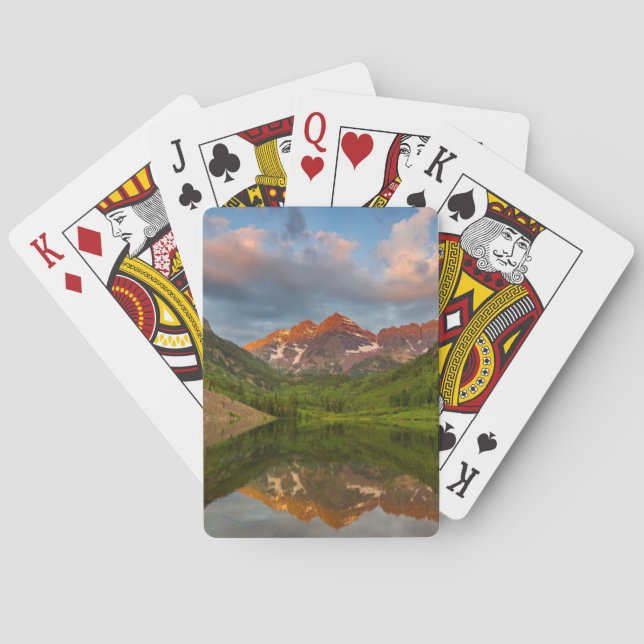 Maroon Bells Reflect Into Calm Maroon Lake 2 Poker Cards (Back)