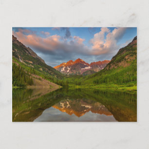 Maroon Bells Reflect Into Calm Maroon Lake 2 Postcard