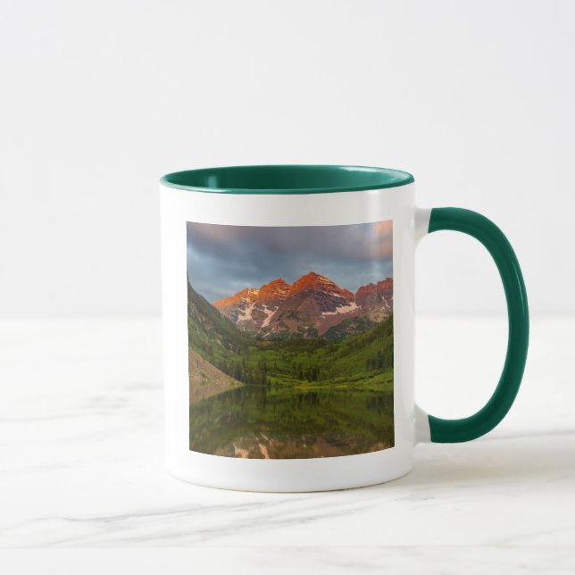 Maroon Bells Reflect Into Calm Maroon Lake 3 Mug (Right)