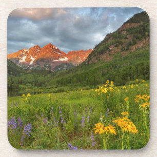 Maroon Bells Reflect Into Calm Maroon Lake Beverage Coaster