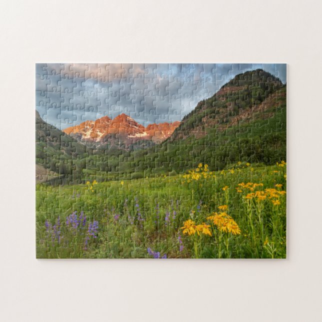 Maroon Bells Reflect Into Calm Maroon Lake Jigsaw Puzzle (Horizontal)