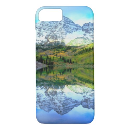 Maroon Bells reflecting in Maroon Lake iPhone 87 Case