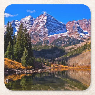 Maroon Bells Square Paper Coaster