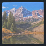 Maroon Bells Stone Coaster<br><div class="desc">Beautiful autumn morning at Maroon Bells State</div>