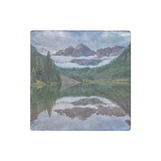 Maroon Bells Stone Magnet (Front)
