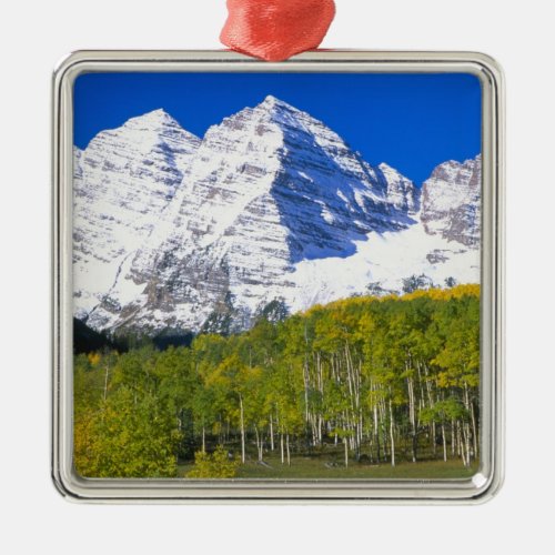 Maroon Bells with autumn aspen forest Metal Ornament