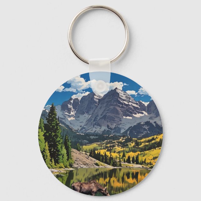 Maroon Bells with Moose Keychain (Front)