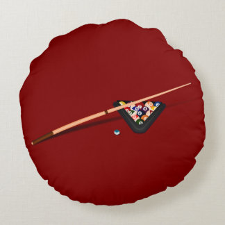 Maroon Billiard Table Round Pillow