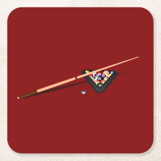 Maroon Billiard Table Square Paper Coaster