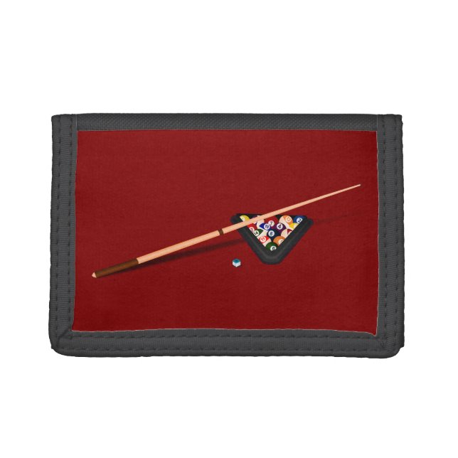 Maroon Billiard Table Trifold Wallet (Front)