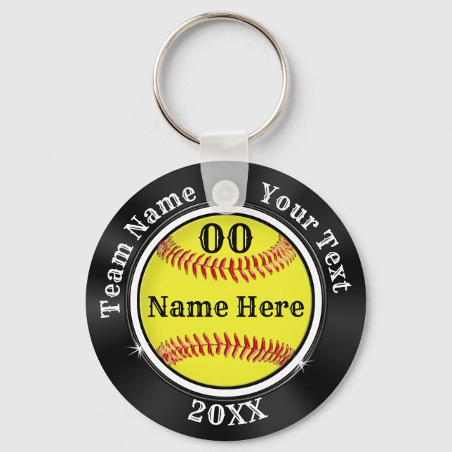 Maroon, Black and Gray Inexpensive Softball Keychain (Front)